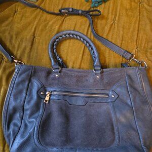 Moda Luxe Grey Leather Handbag